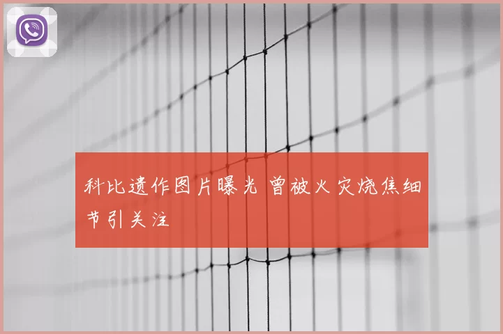 科比遗作图片曝光 曾被火灾烧焦细节引关注